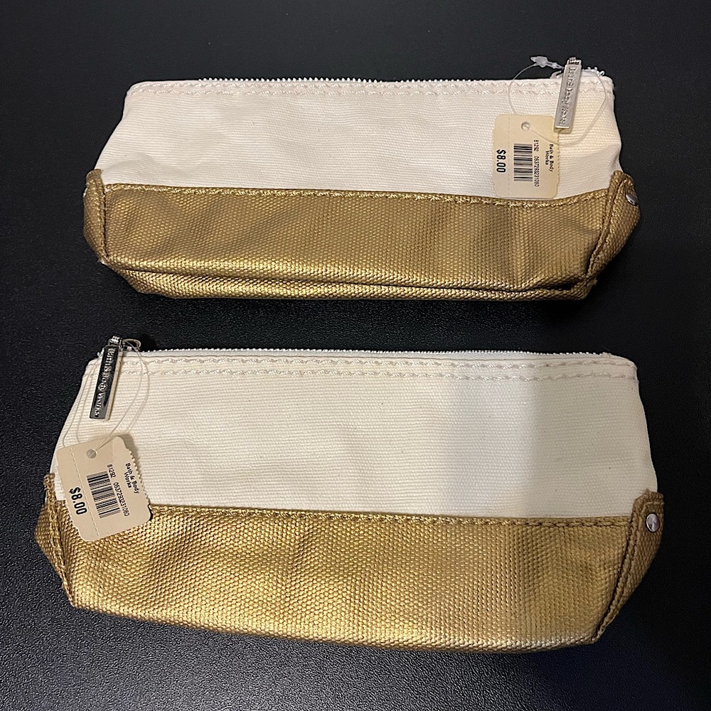 Bath & Body Works Set of Two Canvas Small Zip Bags Pencil Bags NWT - Picture 2 of 4